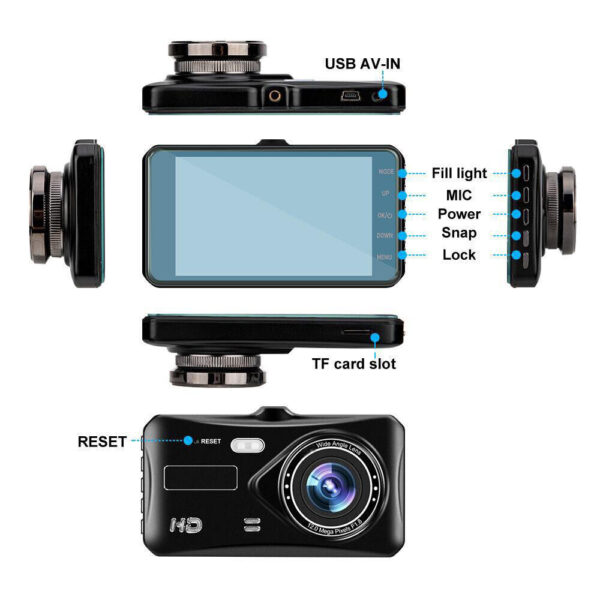 Dashcam Pro DUAL REAR Car Camera  Wide Angle 1080p With 32GB SD Card - Image 6