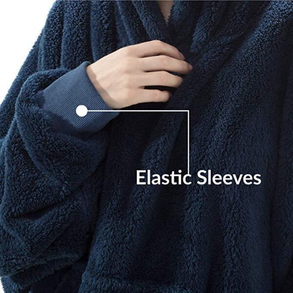 Hoodie Sweatshirt With Big Pocket Tops Sweater Comfortable Loose Double-Sided Fleece Thicker Wearable Blanket - Image 6
