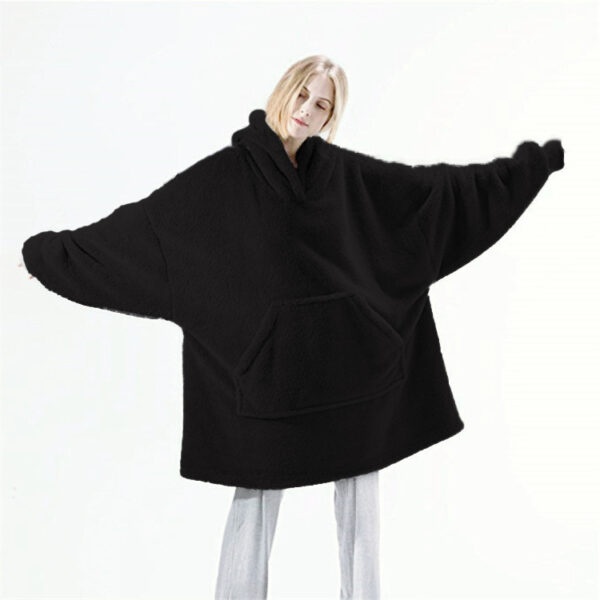 Hoodie Sweatshirt With Big Pocket Tops Sweater Comfortable Loose Double-Sided Fleece Thicker Wearable Blanket - Image 4