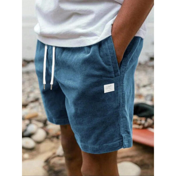 Men's Solid Color Letter Splicing Furcal Lower Hem Drawstring Belt - Image 6