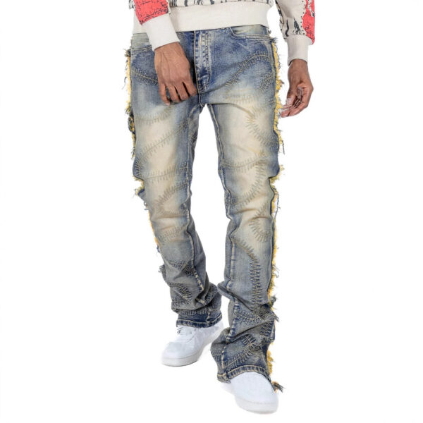Men's Trousers Slightly Stretch Embroidered Jeans - Image 3