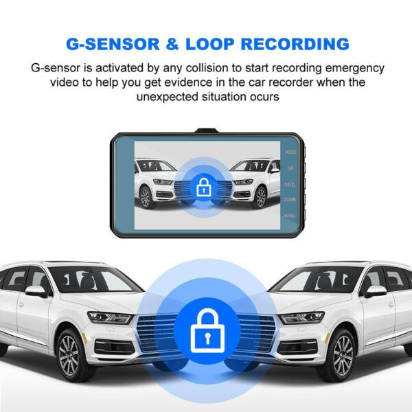 Dashcam Pro DUAL REAR Car Camera  Wide Angle 1080p With 32GB SD Card - Image 2