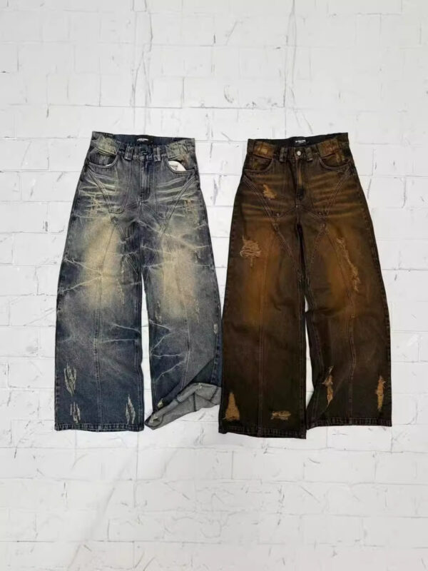 American High Street Straight Yellow Mud Dyed Jeans - Image 3