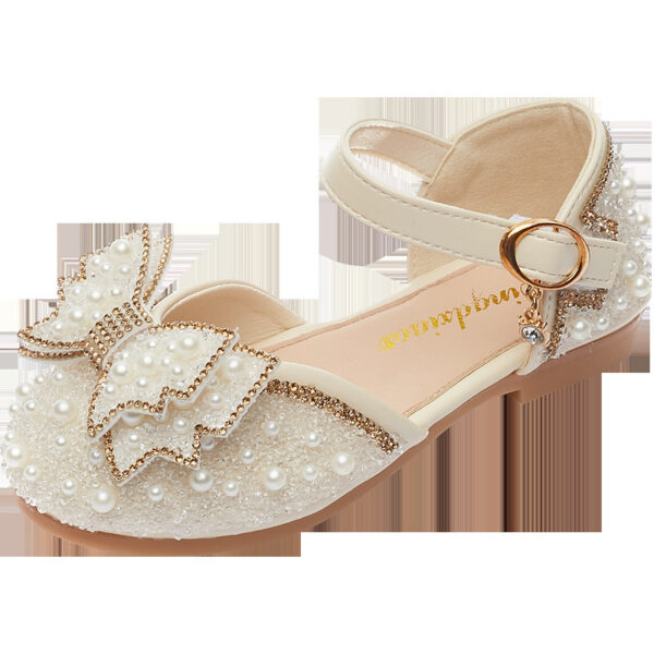 Summer Girls Pearl Bow Princess Shallow Mouth Pumps - Image 3