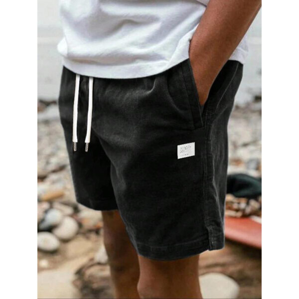 Men's Solid Color Letter Splicing Furcal Lower Hem Drawstring Belt - Image 2
