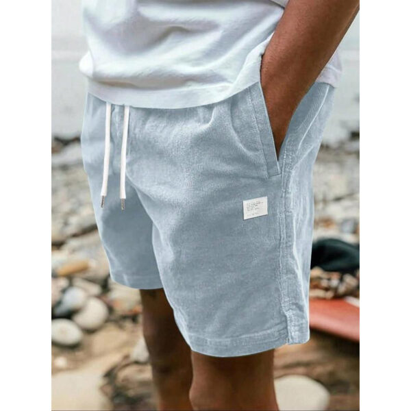 Men's Solid Color Letter Splicing Furcal Lower Hem Drawstring Belt - Image 5
