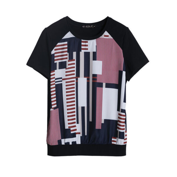 Middle-aged Mom Geometric Pattern Printed Top - Image 5