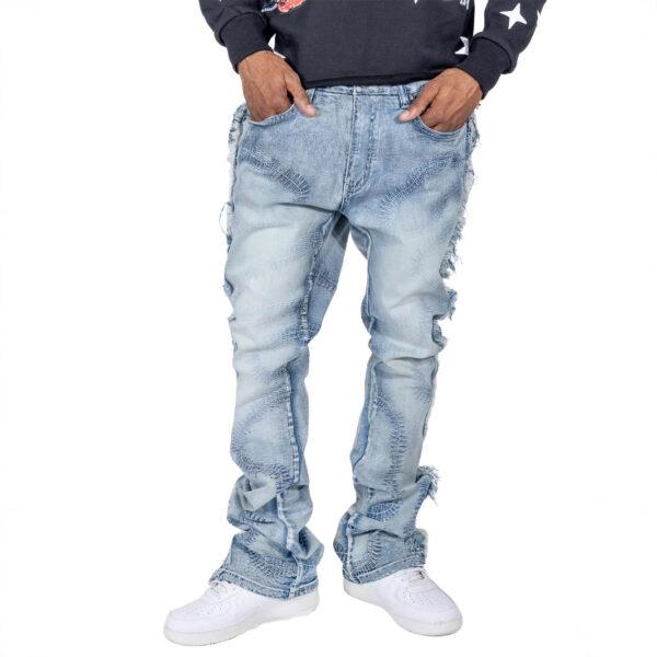 Men's Trousers Slightly Stretch Embroidered Jeans - Image 2