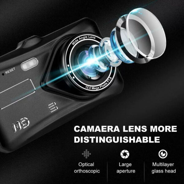 Dashcam Pro DUAL REAR Car Camera  Wide Angle 1080p With 32GB SD Card - Image 8
