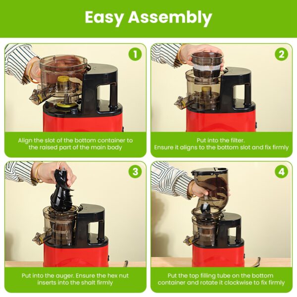 1Pc Cold Press Juicer Machine 300W Electric Slow Masticating Juicer For Whole Vegetable And Fruit With Reverse Function 2 Containers Cleaning Brush Clear Marks Easy Cleaning Fedex Shipping - Image 5