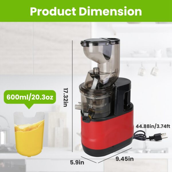 1Pc Cold Press Juicer Machine 300W Electric Slow Masticating Juicer For Whole Vegetable And Fruit With Reverse Function 2 Containers Cleaning Brush Clear Marks Easy Cleaning Fedex Shipping - Image 7