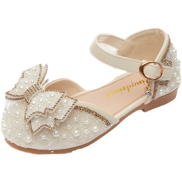 Summer Girls Pearl Bow Princess Shallow Mouth Pumps - Image 5