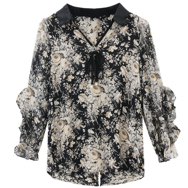 Middle-aged Mother Floral Shirt Top - Image 7