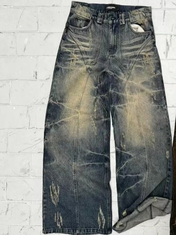 American High Street Straight Yellow Mud Dyed Jeans - Image 5