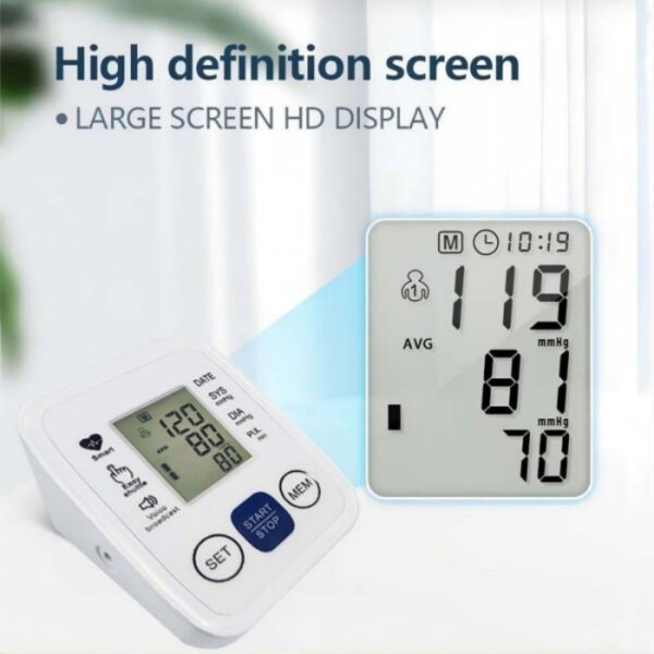 Multifunctional Advanced Upper Arm Blood Pressure Monitor With Adjustable Armband, Large Display And Dual 99 Reading Memory Function For Convenient Home Monitoring - Image 5