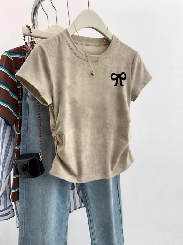 European Cargo Shoulder Tie-dyed Short-sleeved T-shirt For Women - Image 8