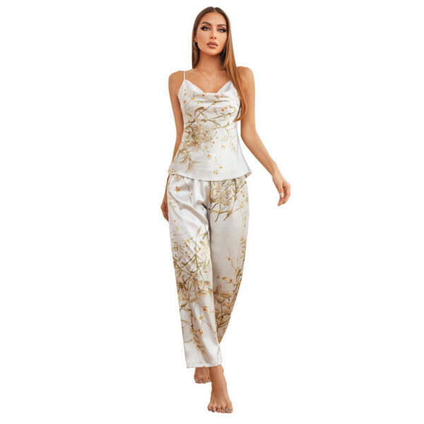 Ladies Cherry Pajamas Set Suspender Trousers - Image 5